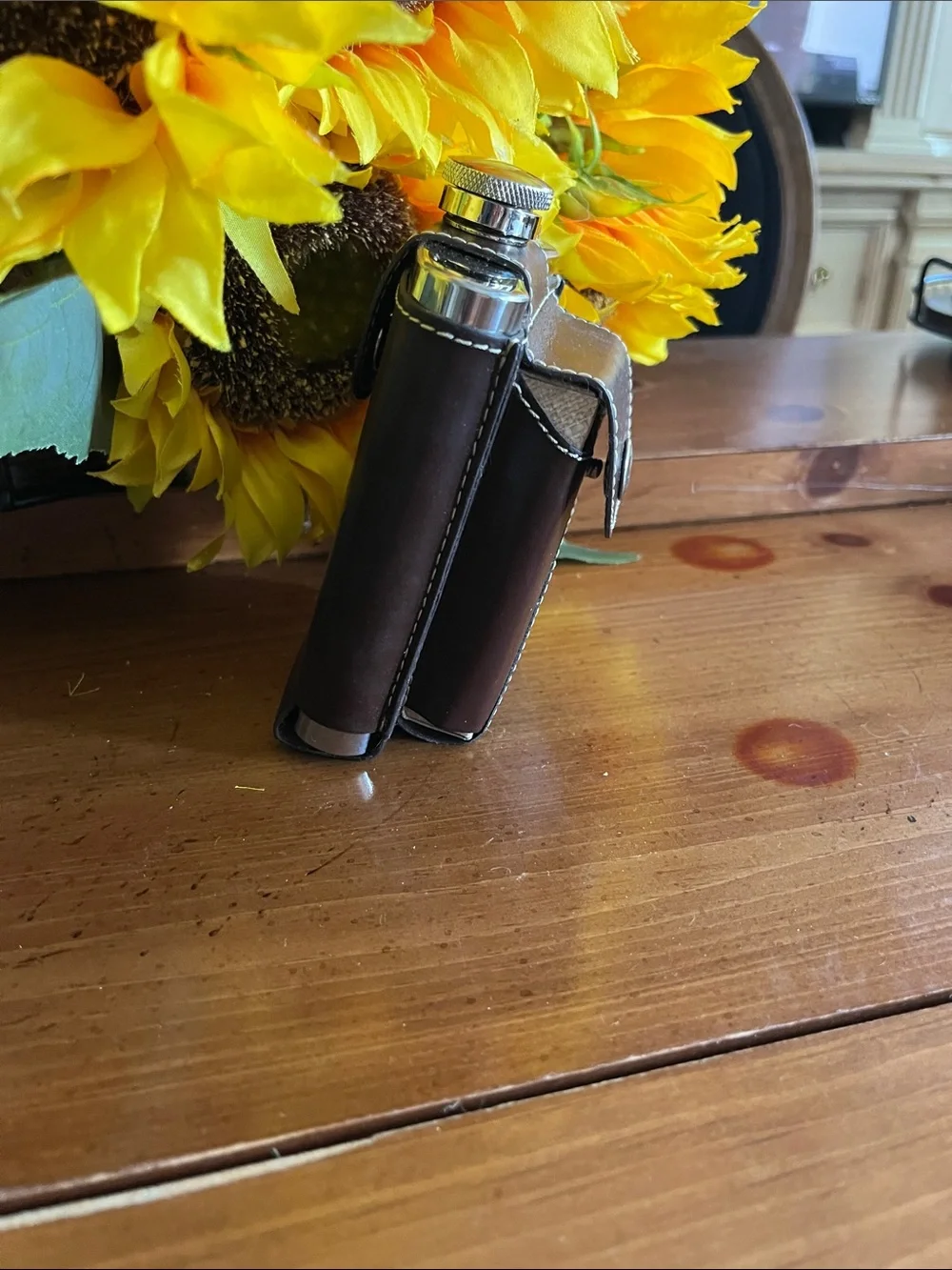 Tommy Bahama Dark Brown Leather Flask-Style Phone Case